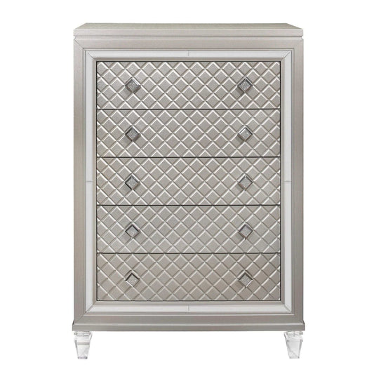 Champagne Toned Chest With Tapered Acrylic Legs And 5 Drawers - Homeroots - Flyclothing LLC