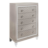 Champagne Toned Chest With Tapered Acrylic Legs And 5 Drawers - Homeroots - Flyclothing LLC