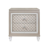 Champagne Toned Nightstand With Tapered Acrylic Legs And 2 Drawers - Homeroots - Flyclothing LLC