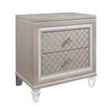 Champagne Toned Nightstand With Tapered Acrylic Legs And 2 Drawers - Homeroots - Flyclothing LLC