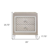 Champagne Toned Nightstand With Tapered Acrylic Legs And 2 Drawers - Homeroots - Flyclothing LLC