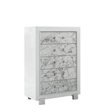 Modern White Chest With 5 Faux Marble Detailed Front Drawer. - Homeroots - Flyclothing LLC