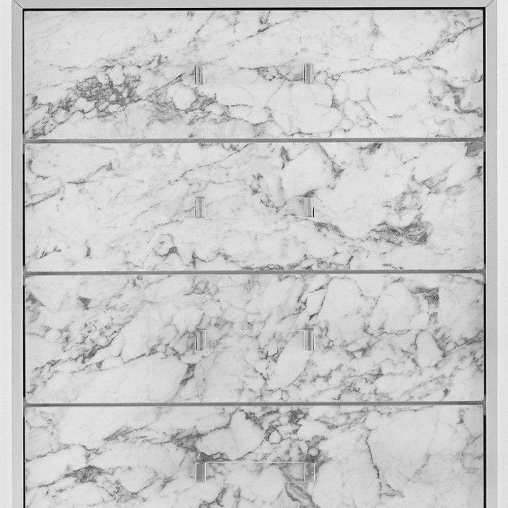 Modern White Chest With 5 Faux Marble Detailed Front Drawer. - Homeroots - Flyclothing LLC