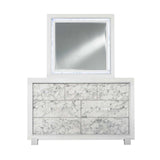Modern White Dresser With 7 Faux Marble Detailed Front Drawer. - Homeroots - Flyclothing LLC