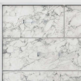 Modern White Mirror With Faux Marble Border Detail Led Lightning - Homeroots - Flyclothing LLC