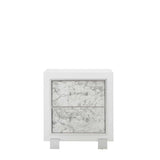 Modern White Nightstand With 2 Faux Marble Detailed Front Drawer. - Homeroots - Flyclothing LLC