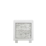 Modern White Nightstand With 2 Faux Marble Detailed Front Drawer. - Homeroots - Flyclothing LLC