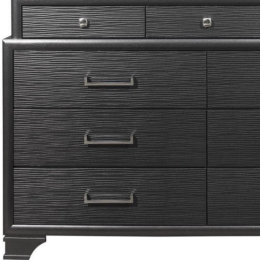 59" Gray Solid Wood Nine Drawer Double Dresser - Homeroots - Flyclothing LLC