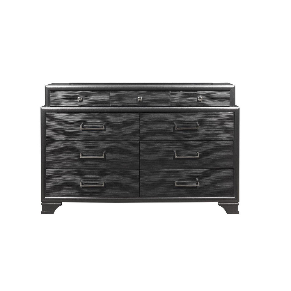 59" Gray Solid Wood Nine Drawer Double Dresser - Homeroots - Flyclothing LLC