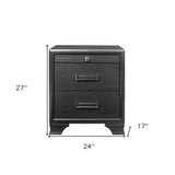 27" Gray Two Drawers Manufactured Wood Nightstand - Homeroots - Flyclothing LLC