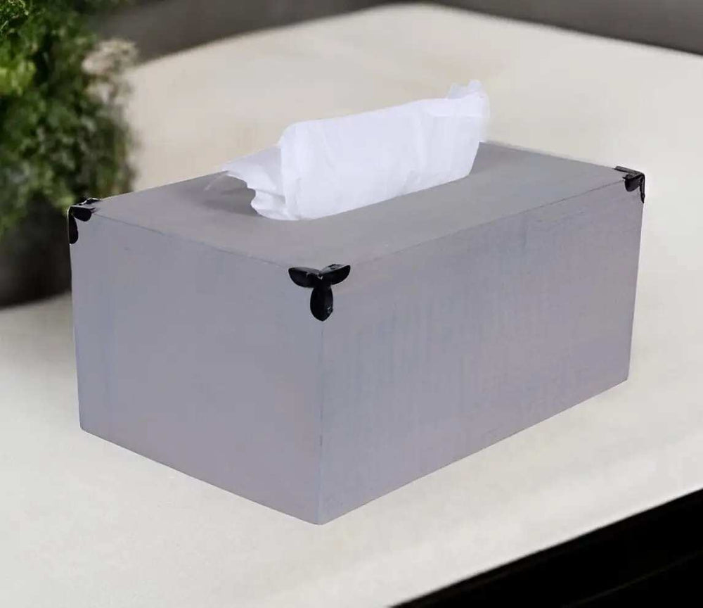 Rustic Gray Mango Wood Rectangular Tissue Holder - Homeroots - Flyclothing LLC