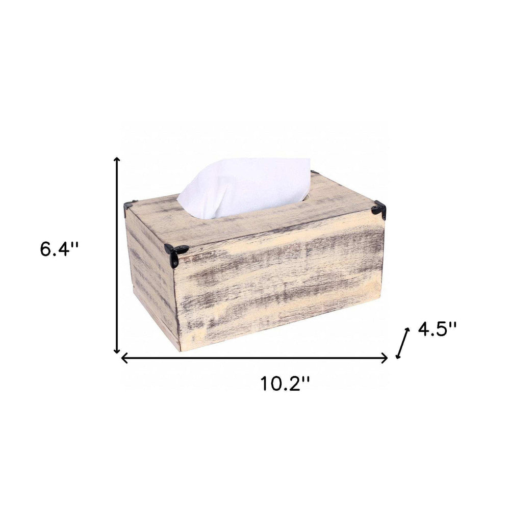 Rustic Yellow Washed Mango Wood Rectangular Tissue Holder - Homeroots - Flyclothing LLC