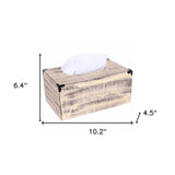 Rustic Yellow Washed Mango Wood Rectangular Tissue Holder - Homeroots - Flyclothing LLC