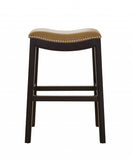 26" Tan And Espresso Solid Wood Backless Bar Height Bar Chair - Homeroots - Flyclothing LLC