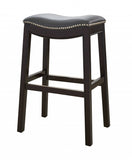 31" Gray And Espresso Faux Leather And Solid Wood Backless Bar Height Bar Chair - Homeroots - Flyclothing LLC