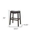 31" Gray And Espresso Faux Leather And Solid Wood Backless Bar Height Bar Chair - Homeroots - Flyclothing LLC