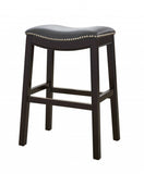 26" Gray And Espresso Faux Leather And Solid Wood Backless Counter Height Bar Chair - Homeroots - Flyclothing LLC
