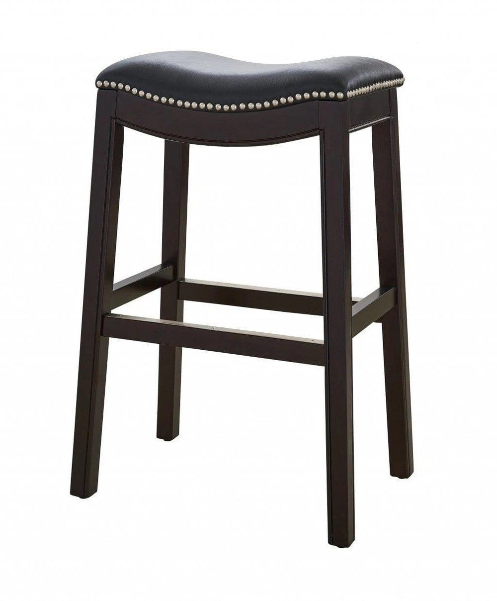 31" Black And Espresso Solid Wood Backless Bar Height Bar Chair - Homeroots - Flyclothing LLC