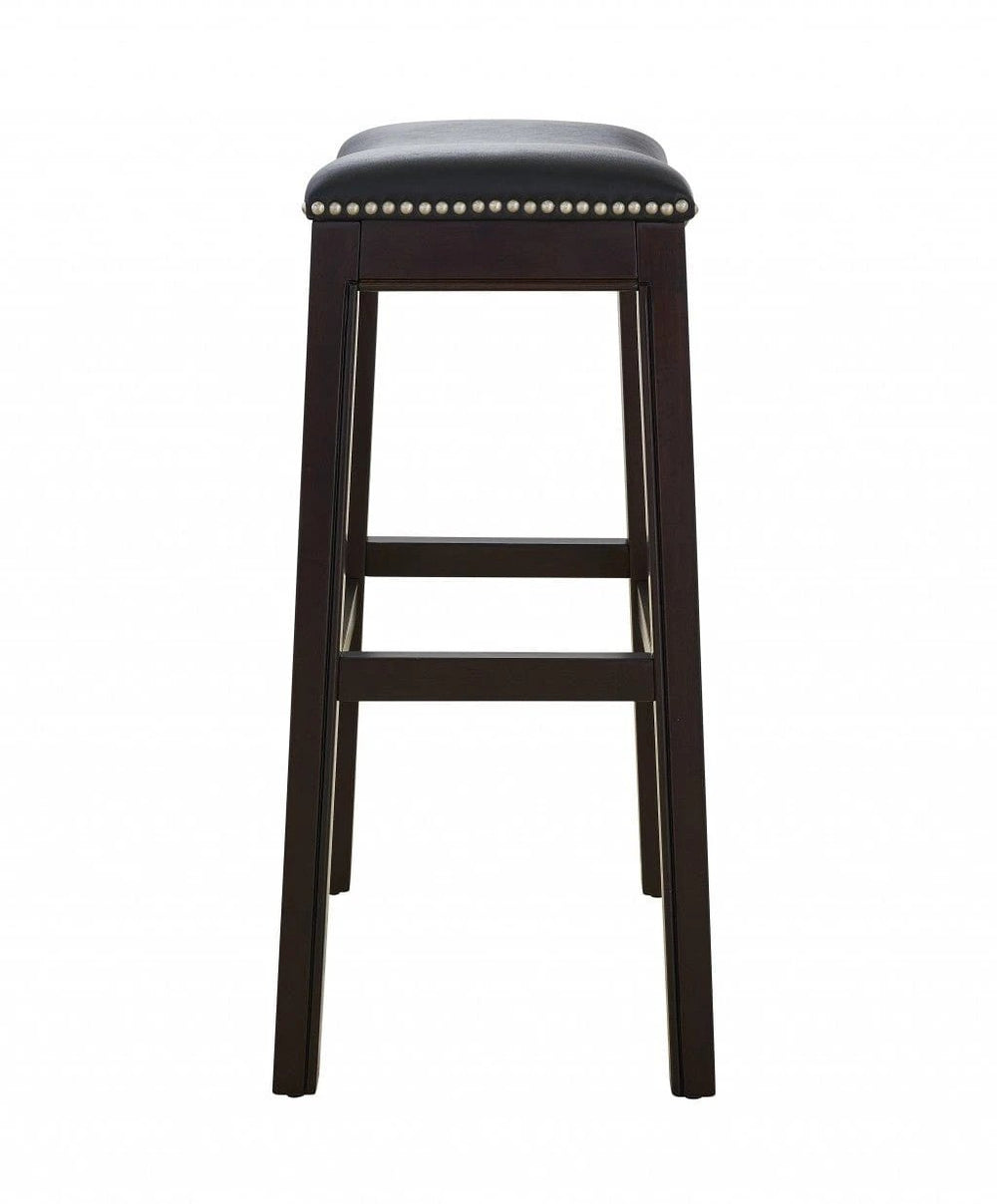 31" Black And Espresso Solid Wood Backless Bar Height Bar Chair - Homeroots - Flyclothing LLC
