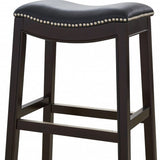 31" Black And Espresso Solid Wood Backless Bar Height Bar Chair - Homeroots - Flyclothing LLC
