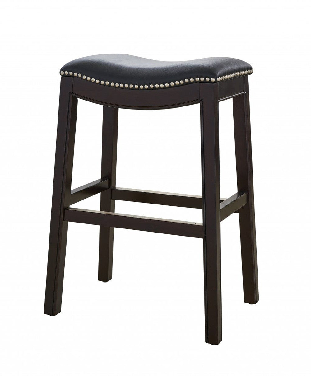 26" Black And Espresso Solid Wood Backless Counter Height Bar Chair - Homeroots - Flyclothing LLC