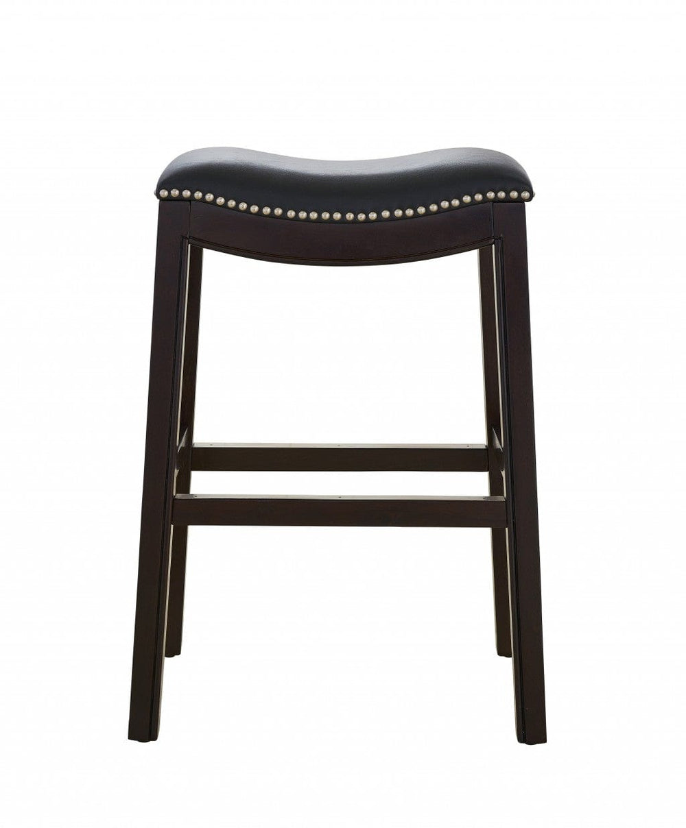 26" Black And Espresso Solid Wood Backless Counter Height Bar Chair - Homeroots - Flyclothing LLC