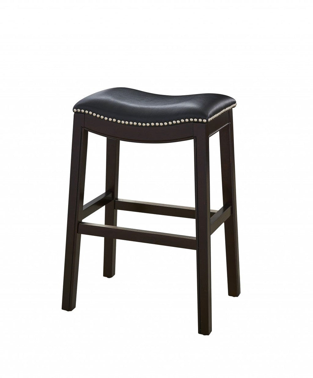 26" Black And Espresso Solid Wood Backless Counter Height Bar Chair - Homeroots - Flyclothing LLC