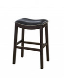 26" Black And Espresso Solid Wood Backless Counter Height Bar Chair - Homeroots - Flyclothing LLC