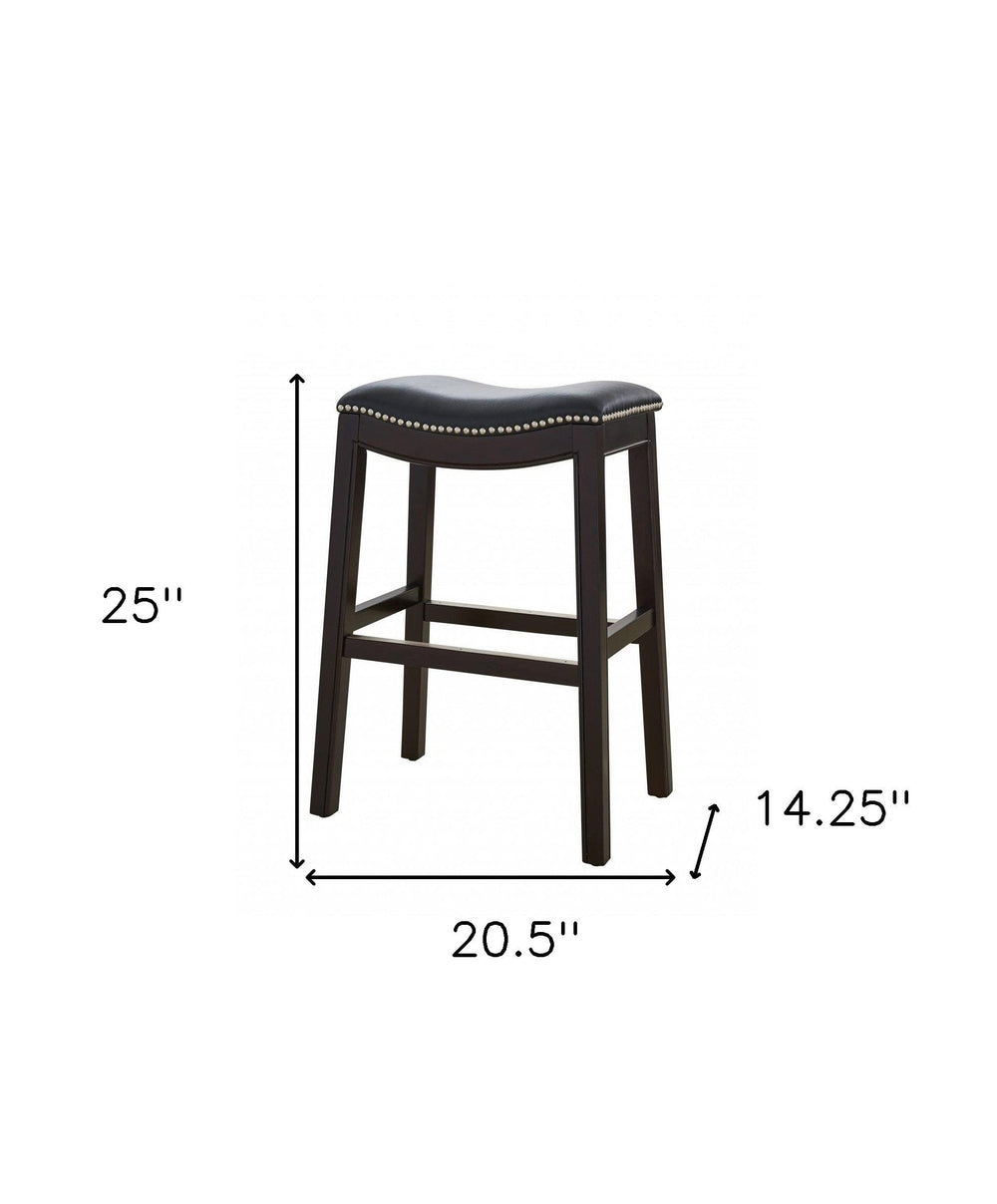 26" Black And Espresso Solid Wood Backless Counter Height Bar Chair - Homeroots - Flyclothing LLC