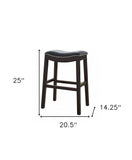 26" Black And Espresso Solid Wood Backless Counter Height Bar Chair - Homeroots - Flyclothing LLC