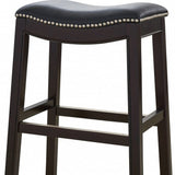 26" Black And Espresso Solid Wood Backless Counter Height Bar Chair - Homeroots - Flyclothing LLC