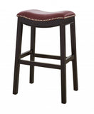 31" Dark Red And Espresso Solid Wood Backless Bar Chair - Homeroots