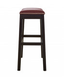 31" Dark Red And Espresso Solid Wood Backless Bar Chair - Homeroots