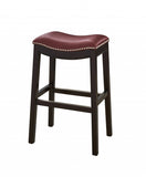 31" Dark Red And Espresso Solid Wood Backless Bar Chair - Homeroots