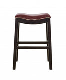 26" Dark Red And Espresso Solid Wood Backless Counter Height Bar Chair - Homeroots