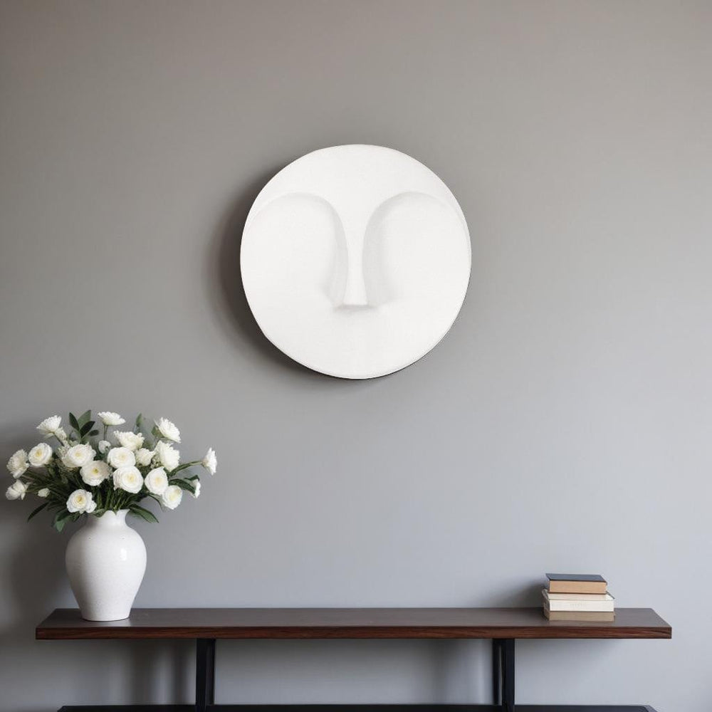 10" White Ceramic Face Round Wall Decor - Homeroots - Flyclothing LLC