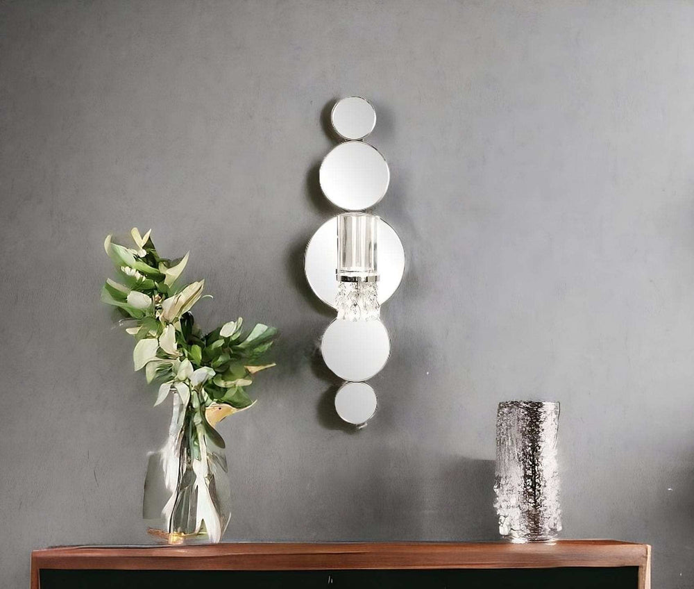 Silver and Clear Modern Bling Mirrored Wall Sconce - Homeroots - Flyclothing LLC
