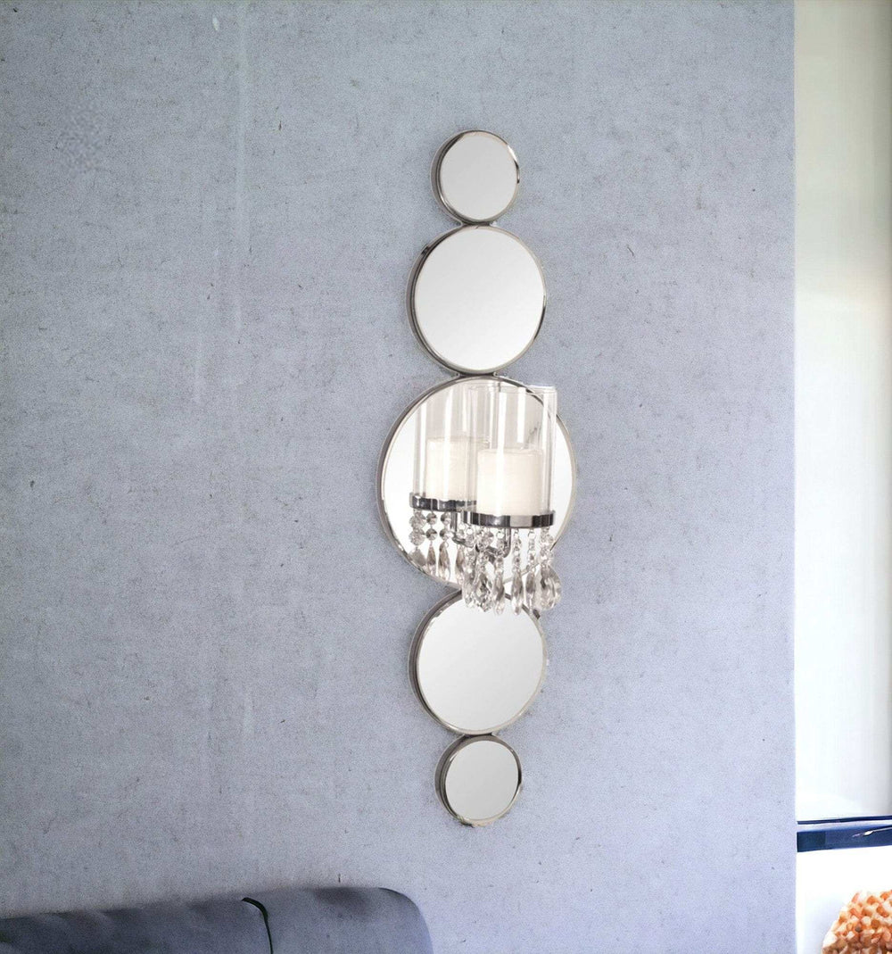 Silver and Clear Modern Bling Mirrored Wall Sconce - Homeroots - Flyclothing LLC