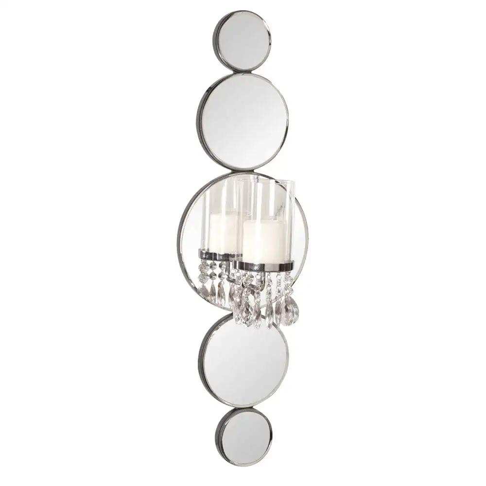 Silver and Clear Modern Bling Mirrored Wall Sconce - Homeroots - Flyclothing LLC