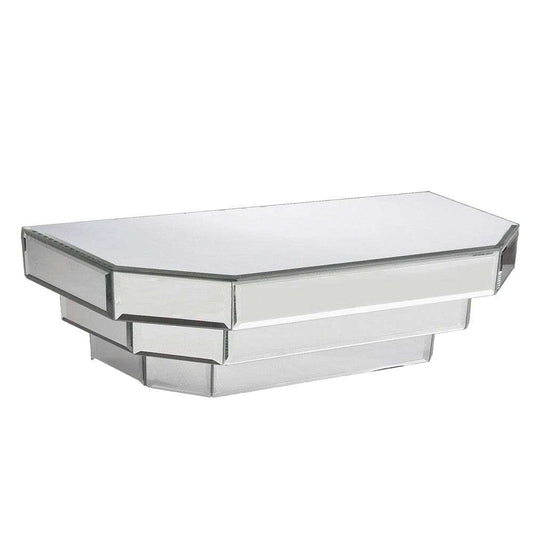 Contemporary Floating Mirrored Glass Stepped Shelf - Homeroots - Flyclothing LLC
