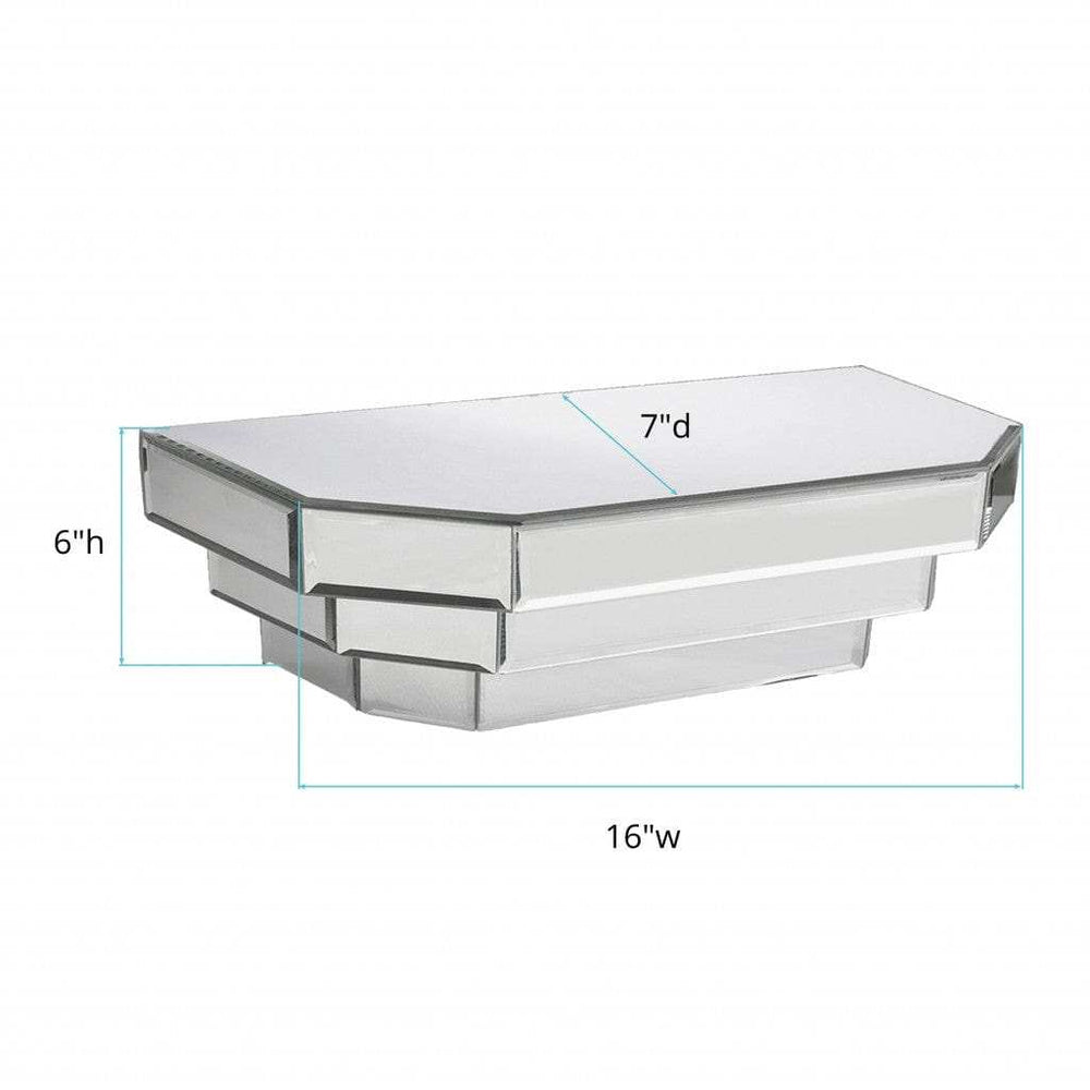 Contemporary Floating Mirrored Glass Stepped Shelf - Homeroots - Flyclothing LLC