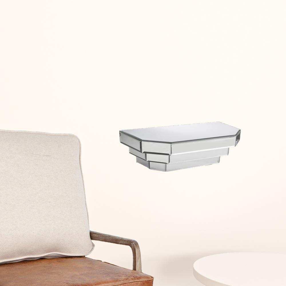 Contemporary Floating Mirrored Glass Stepped Shelf - Homeroots - Flyclothing LLC