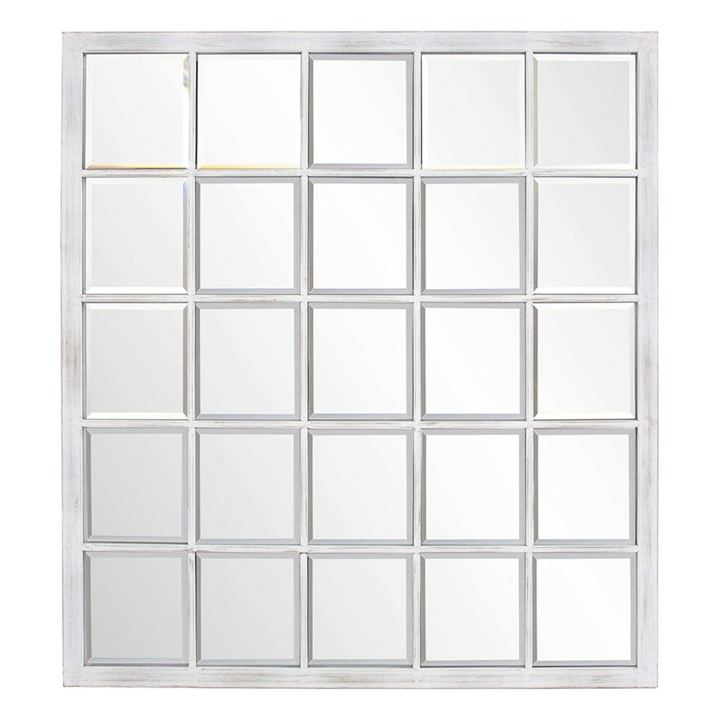 Rectangular Whitewash Window Pane Tile Mirror - Homeroots - Flyclothing LLC