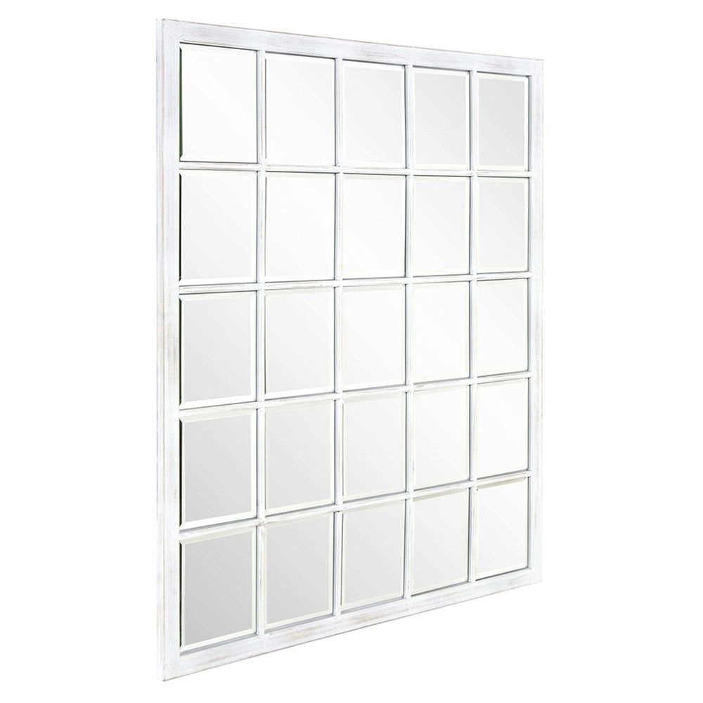 Rectangular Whitewash Window Pane Tile Mirror - Homeroots - Flyclothing LLC