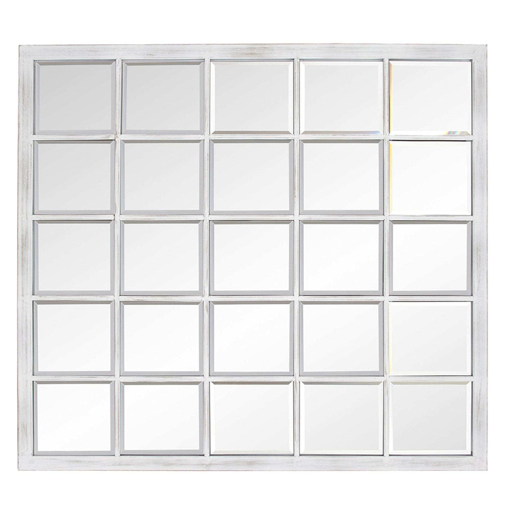 Rectangular Whitewash Window Pane Tile Mirror - Homeroots - Flyclothing LLC