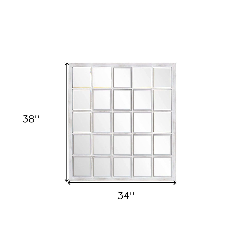 Rectangular Whitewash Window Pane Tile Mirror - Homeroots - Flyclothing LLC