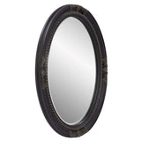 Oval Antiqued Black Wood Frame Mirror - Homeroots - Flyclothing LLC