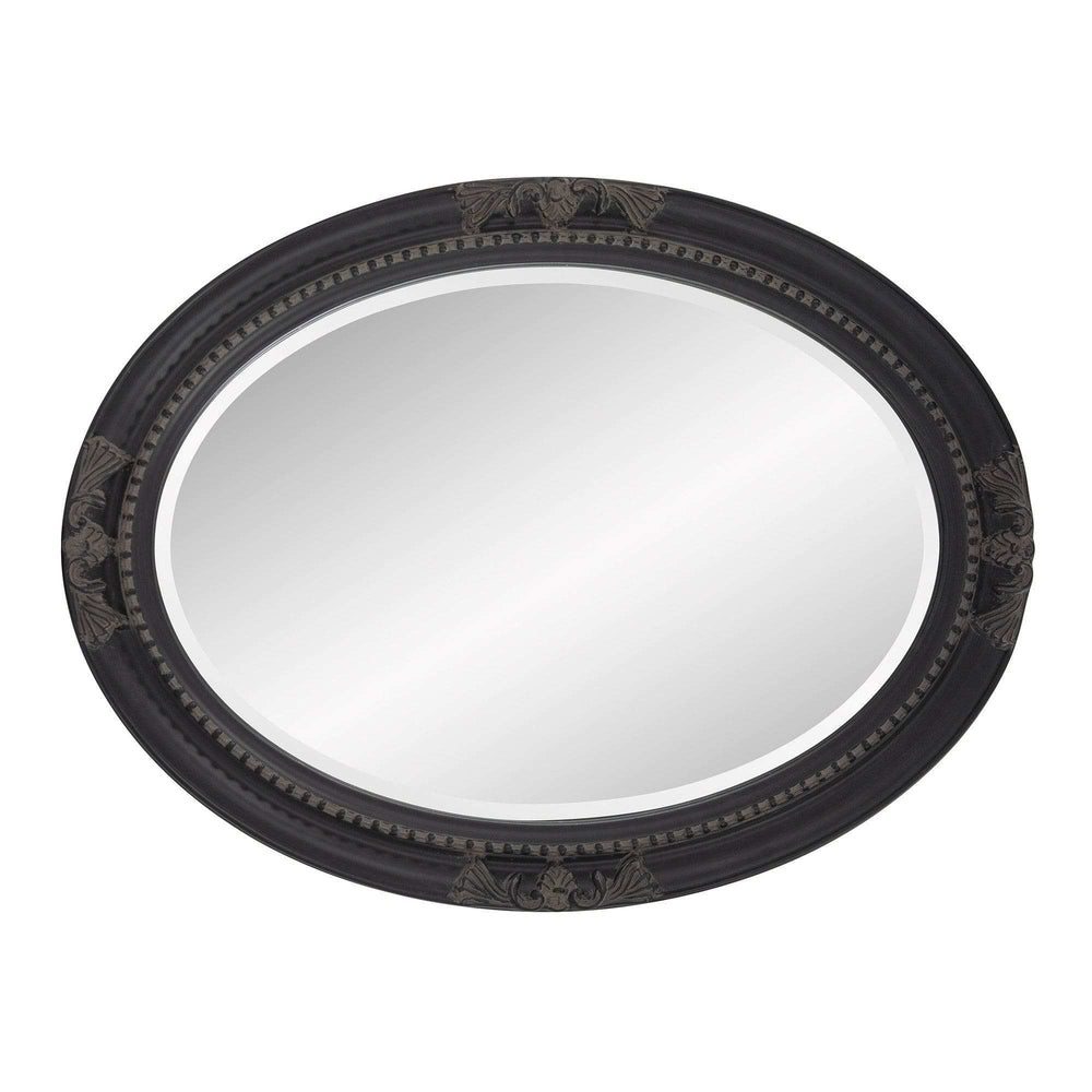 Oval Antiqued Black Wood Frame Mirror - Homeroots - Flyclothing LLC