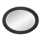 Oval Antiqued Black Wood Frame Mirror - Homeroots - Flyclothing LLC