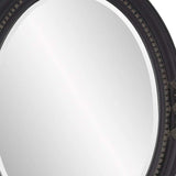 Oval Antiqued Black Wood Frame Mirror - Homeroots - Flyclothing LLC